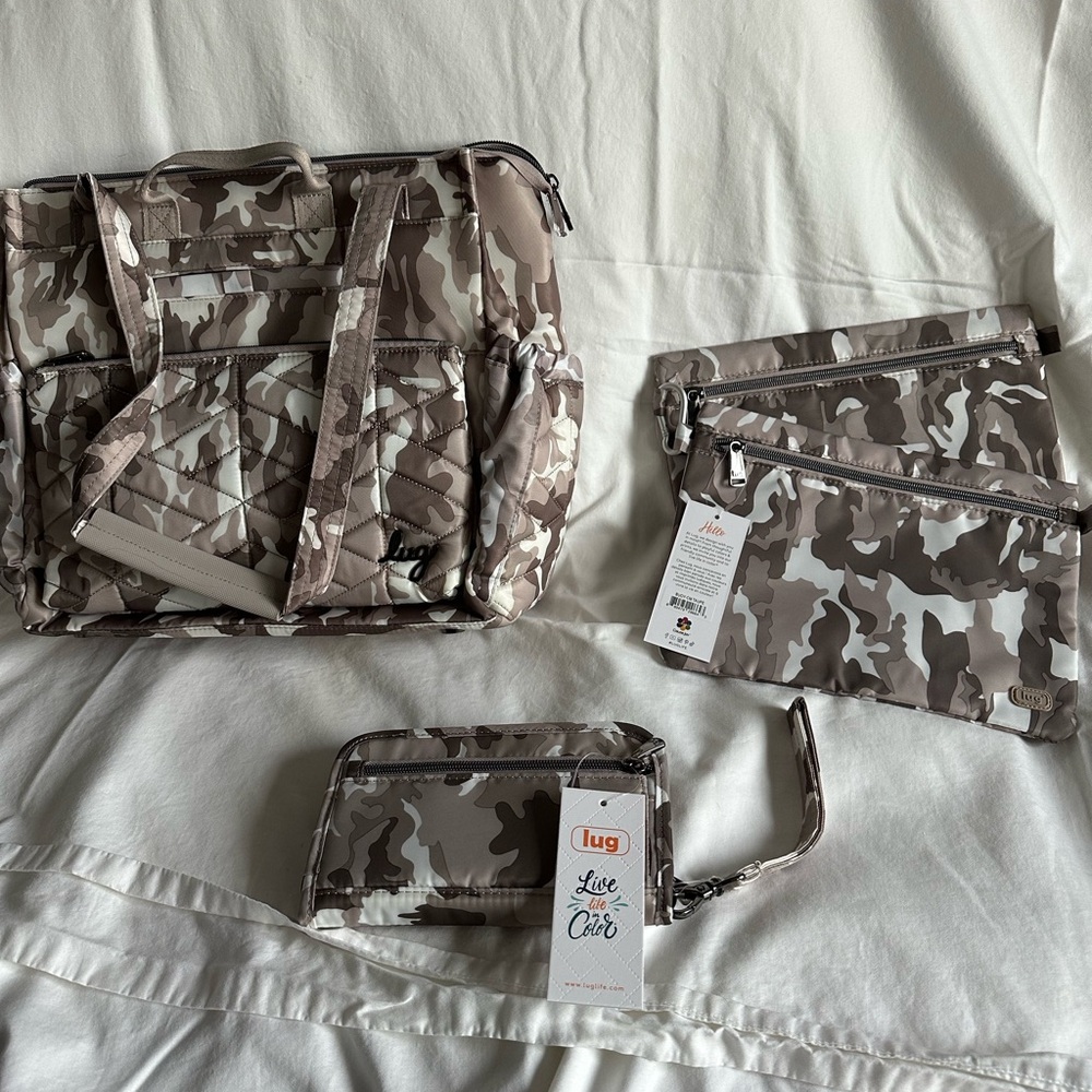 Lug Women's Camouflage Tote Set - Brown and Cream